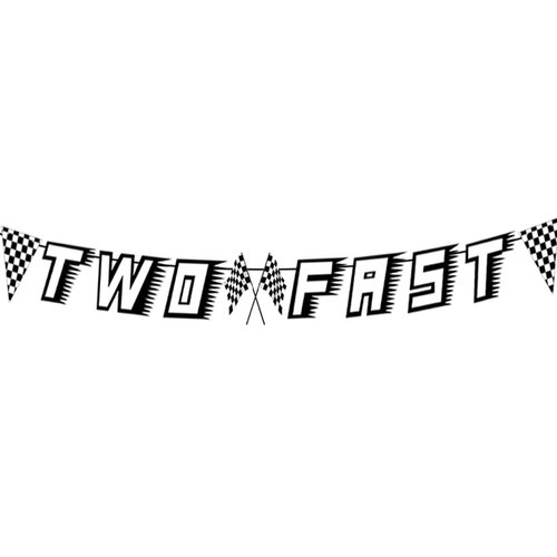 TC.ES Two Fast Happy Birthday Banner, Second Birthday Decorations Boy Race Car Themed Party Decorations