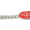 My Identity Doctor - Custom Engraved Medical ID Bracelet - Aluminum, Steel Curb Chain - Red - Wrist Size 5.25 Inch
