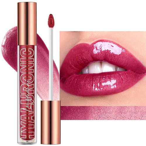 Maxzitank Rose Red Lip Gloss Lip Plumper Gloss Tinted Glitter Lipgloss Lip Oil Moisturizing High Shine And Vegan Plumping Lip Gloss For Women Girls Long-Lasting Dry Lip Care (08# Rose Red)