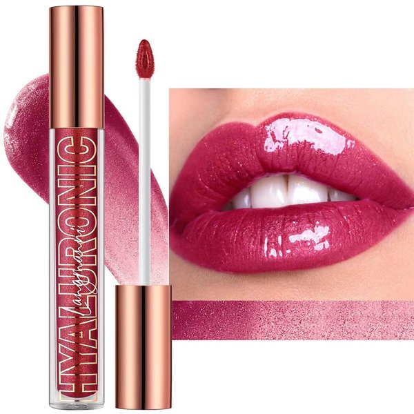 Maxzitank Rose Red Lip Gloss Lip Plumper Gloss Tinted Glitter Lipgloss Lip Oil Moisturizing High Shine And Vegan Plumping Lip Gloss For Women Girls Long-Lasting Dry Lip Care (08# Rose Red)