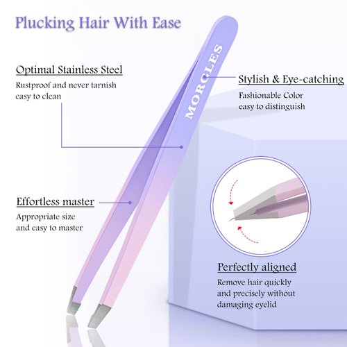 MORGLES Tweezers Set, Professional Nail Clippers and Tweezer Kit for Women and Men with Leather Travel Case, 9 Pack