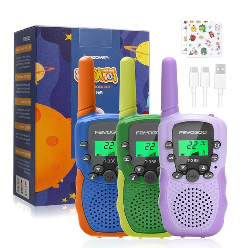 Walkie Talkies for Kids Long Range 2 Miles, Rechargeable Kids Walkie Talkies 3 Pack with Flashlight, Toys Gifts for 3 4 5 6 7 8-10-12 Year Old Boys Girls, Christmas Birthday Gifts Ideas Present