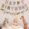 Safari Birthday Decorations Jungle Theme Party Supplies for Girl - Pink Cheetah Happy Birthday Banner, Animal Print Garland, Jungle Safari Animal Leopard Party Sign