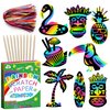 ZMLM Scratch Art Paper Kids - 48 Pcs 8 Style Hawaiian Party Rainbow Art Craft Scratch Paper for Party Favor Game Supplies Decoration Halloween Christmas Birthday Gift for Ages 4 5 6 7 8+ Girls Boys