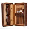 M Time C club 4-Finger Cigar Case, Cigar Humidor Portable Travel Crocodile Skin-Style Burgundy Leather Cigar Case Humidifier