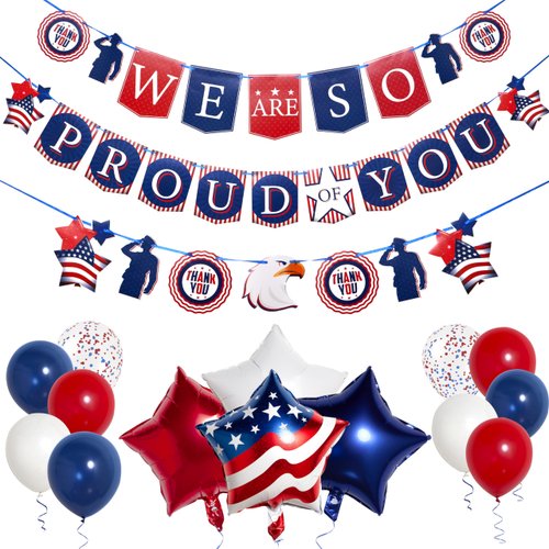 Pirese We Are So Proud of You Banner, Army Party Decorations, Police Party Decorations, Air Force Party Decorations, US Navy Party Decorations, Welcome Home Banner Military Birthday Party Decorations