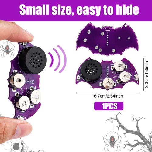BTFO Cricket Noise Maker, Bat Shaped Noise Machine with 16 Sounds Small Noise Beeping Maker Hidden Cricket Noise Items for Adults Halloween Party Supplies (Purple)