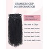 Seamless Clip in Hair Extensions Human Hair Kinky Curly Clip in Hair Extensions, 14 Inch 110g Natural Black Hair Extensions Clip ins, Ultra-thin 0.8mm PU Weft Clip in Hair Extensions Real Human Hair