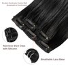 FUBILI Clip in Hair Extensions for Women Double Weft Thickened Silky Long Straight Real Human Hair 20Inch Jet black 30g 5pcs Remy Hair Extensions