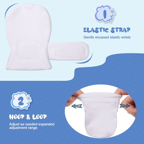 Adjustable Baby Mittens No Scratch Newborn Cotton Breathable Gloves Warm Baby Mitts for Boys Kids (Black, White, Gray,6 Pairs)