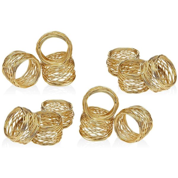 ARN CRAFTS Golden Round Mesh Napkin Rings- Set of 12 for Weddings Dinner Parties or Every Day Use …CW-6-12