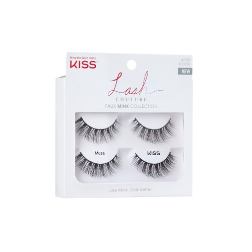 KISS Lash Couture, False Eyelashes, 'Muse', 14 mm, Includes 2 Pairs Of Lashes, Contact Lens Friendly, Easy to Apply, Reusable Strip Lashes, Glue On Lashes