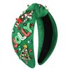 Christmas Headband for Women Red Green Rhinestone Crystal Jeweled Knotted Christmas Headband Accessories Winter Christmas Holiday Party Favors Gifts (Christmas Knot Headband H)