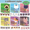 24 Sheets 8.3''×5.9'' Make Your Own Cat Stickers for Toddlers Kids Party Favors, Make a Face Stickers for Kids Activities Supplies Crafts