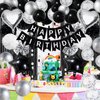 ZERODECO Black White Birthday Party Decorations, Happy Birthday Banner Pompoms White Black Balloon Arch Fringe Curtain Party Décor for Men Women Black and White Birthday Party