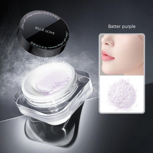 BLUE LOVE Loose Setting Powder Makeup for Face, Oil Control Smooth Face Makeup Powder Foundation, Waterproof Setting Powder Compact, Make Up Finishing Powder (Purple)