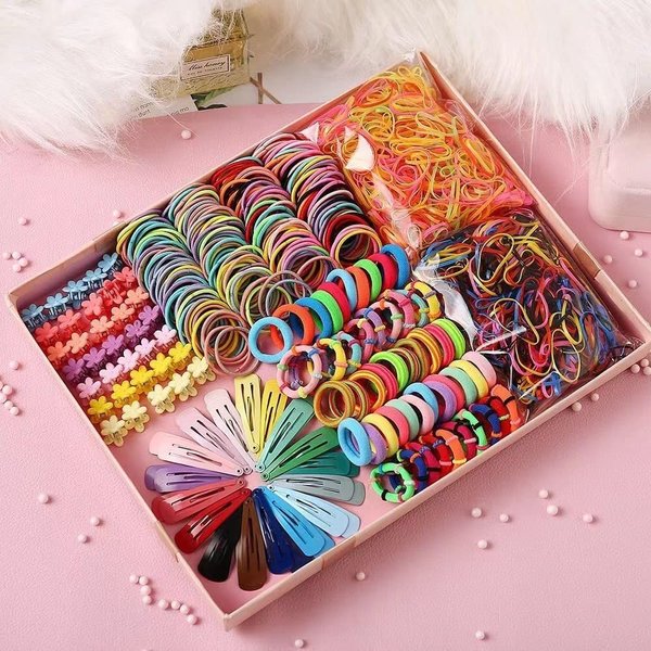 2024 New Kids Colorful Cute Hair Accessories Set - 780PCS Hair Ties, Clips, Hairbands, Soft Scrunchies, Ponytail Holders for Girls