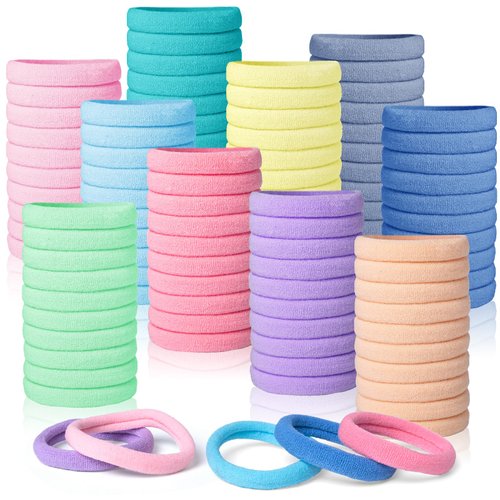 100 Pcs Macaron Hair Ties, Headbands for Women Girls Kids, No Damage Seamless Hair Ties for Thick Hair, Rubber Bands for Hair, Soft Ponytail Holders Elastic Hair Ties, 10 Colors Included