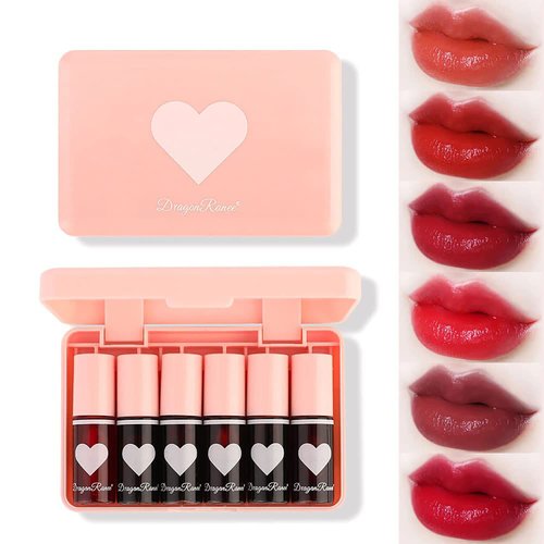Sulily 6 Colors Lip Tint Stain Set,Plumping Mini Velvet Lip Tint,Hydrating Moisturizing Lip Cheek...