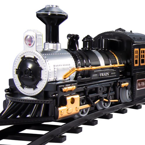 Kukufun Train Set for Kids, Electric Christmas Train Toys Sets for Boys Girls with Sound Include Locomotive Engine, 3 Cars and 10 Tracks, Classic Toys Birthday Gifts for Age 3 4 5 6 7 8 Years Old Kids