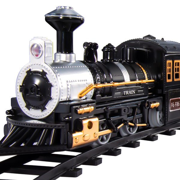Kukufun Train Set for Kids, Electric Christmas Train Toys Sets for Boys Girls with Sound Include Locomotive Engine, 3 Cars and 10 Tracks, Classic Toys Birthday Gifts for Age 3 4 5 6 7 8 Years Old Kids