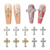 20pcs Retro Cross Nail Charms, Alloy Pearl Rhinestones Nail Gems Y2K Cross Nail Rhinestones for Nails, Punk Gothic Nail Art Charms Nail Design Kit Nail Supplies Jewelry Making Crafts for Women Girls