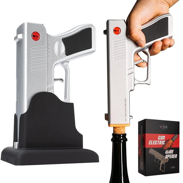 Electric Gun Wine Opener - Corkscrew Wine Opener-Rechargeable Battery, Open Wines Electronic Cork Puller - Unique Anniversary Birthday Gifts for Him, Wine Gifts for Men