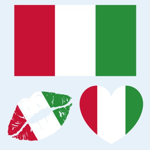 Italy Flag Tattoos, 30 Sheets Italy Flag Temporary Face Tattoos Stickers, 90 Pcs Waterproof Sweat National Flag Removable Fake Tattoos