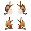 WLLHYF 4PCS Christmas Hair Clip, Cute Xmas Reindeer Antler Hairpin Girl Women Hair Clips Xmas Hair Barrettes with Pom Balls Deer Ear Hair Accessories Festive Party Cosplay Gifts (Coffee)