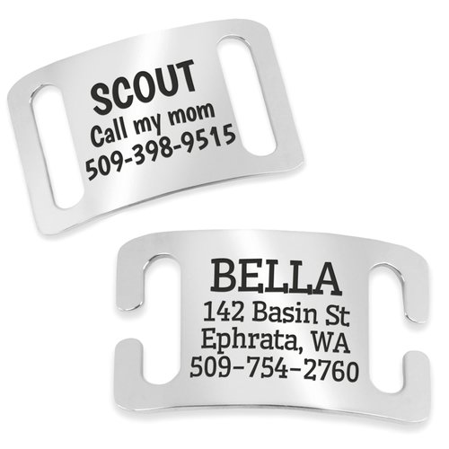 GoTags Slide-On Pet ID Tags, Personalized Dog and Cat Collar Tags, Silent, No Noise Tags Made of Stainless Steel, Custom Engraved