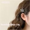 6 Pcs Snowflake Hair Clip Sparkly Rhinestone Hair Barrettes Christmas Accessories for Women, Silver Pearl Snowflake Hairpins Xmas Party Gift Set (Small Pearl Snowflake)