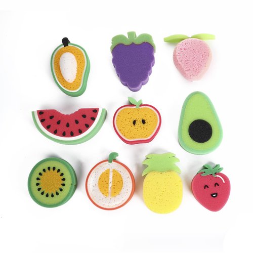 Scrub Sponge, Multi-Use Cute Fruit Pattern Sponges Scrubber Bath Cleaning Sponges Scrubbing Sponges Use for Bathroom & More(random-10pcs)