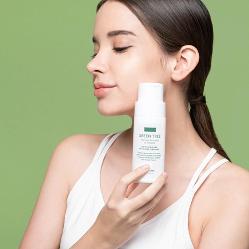 BEAUDIANI Green tree enzyme powder cleanser face, soft exfoliating facial cleanser, gentle face wash, bubble, super-hydrating hyaluronic acid facial cleanser for dry skin, make up remover