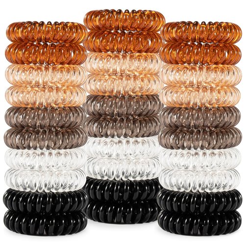 MAQIHAN Hair Ties - 40Pcs Telephone Cord Elastic Ponytail Holders for Thick Hair, Women, Girls and Teens in Neutral Colors