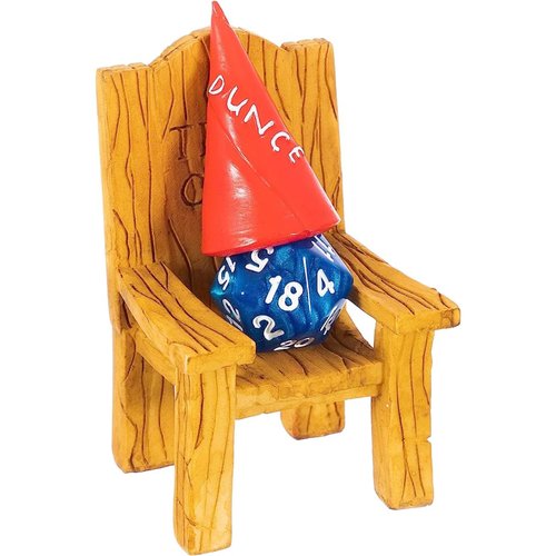 DnD Dice Jail - Time Out Chair & Dunce Hat - Punish Your Bad Dice in our Chair Of Shame - Accessories / Gift for Dungeons and Dragons. Miniature Chair & Cap Works for all D&D Dice D20, D10, D8, D6, D4