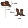 60 Pieces Cowboy or Cowgirl Hat and Boot Cupcake Toppers Western Birthday Cake Decorations Rodeo Cupcake Picks Baby Shower Toothpicks for Western Theme Party Favors Supplies (Brown)