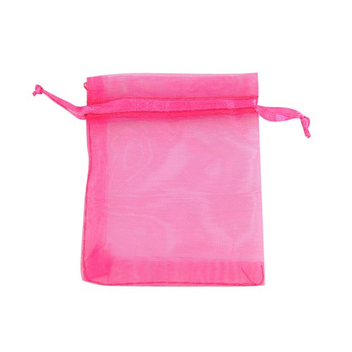 Topwedding 3.5"x4.5" 100pcs Drawstring Sheer Organza Wedding Gift Party Favor Jewelry Pouch Candy Bags, Fuschia