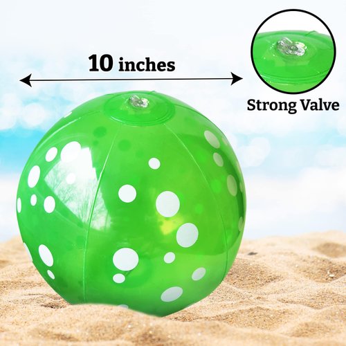 Beach Balls Neon Color Polka Dots Beach Balls for Kids & Adults – 6 Beach Balls in 6 Colors – Inflatable Beach Ball 9-inch (6 Pack)