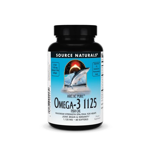 Source Naturals ArcticPure Omega-3 Fish Oil 1125mg Ultra Potency Maximum Strength EPA + DHA For Heart, Joint, Brain & Immune Health - 60 Softgels