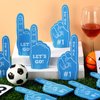 Sinmoe 48 Pieces Sport Party Favors Sports Fan Foam Finger Mini Foam Finger #1 Basketball Baseball Football Soccer Team Cheerleader Gifts for Sporting Events Games Birthday Party Supplies (Light Blue)