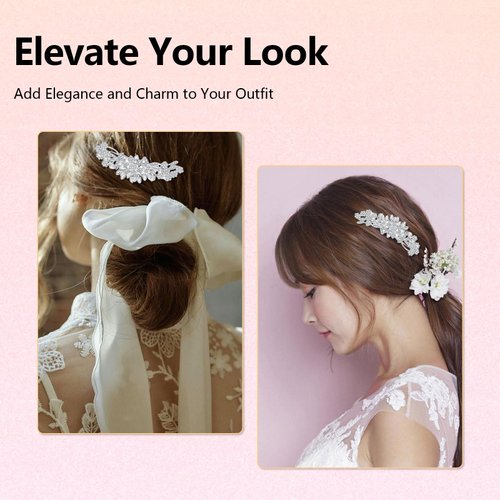 UAIAGM Wedding Hair Comb Side Crystal Bridal Headpiece with Pearls and Diamonds Elegant Rhinestone Hair Accessories for Brides Prom and Bridesmaids Women Girls Bridal Combs and Clips (Silver)