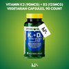 Vitamin K2 D3, Vitamin D3 K2,K2 90mcg, D3 125mcg, 90 Vegetarian Capsules + (KPplus Sticker)