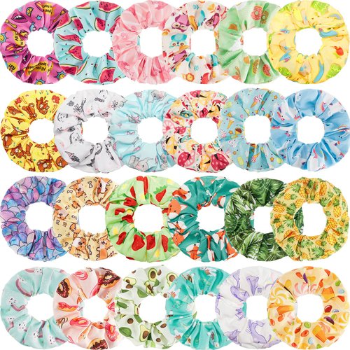 24 Pcs Christmas Hair Scrunchies Unicorn Rainbow Strawberry Fruits Colorful Animal Ponytail Holder Cute Hair Ties Soft Elastic Hair Bands Hair Accessories Bulk Christmas Gift for Girl Women Kid