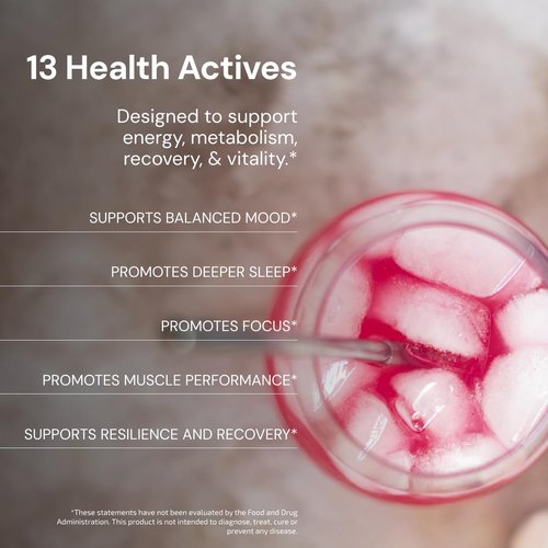 Blueprint Bryan Johnson Longevity Mix - Muscle Builder & Recovery Supplement - Promotes Focus and Balanced Mood - Magnesium, Creatine, L-Theanine, Glutathione & Vitamin C- 30 Servings, Blood Orange