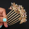 Chargances Butterfly Luxury Crystal Hair Comb Boho Shiny Flower Hair Comb Bridal Wedding Gold Rhinestone Hair Side Combs Hair Accessories Headpiece for Women and Girls (Gold)