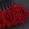 Uonlytech Black Hair Clips Bride Wedding Hair Comb, Rose Flower Hair Comb Floral Hair Clip Bridal Headpiece Floral Hair Accessories for Women Girls Bride, Wine Red Womens Hair Clips