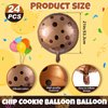 RoundFunny 24 Pcs 21 Inch Chocolate Chip Cookie Balloons Foil Party Balloons Bulk Balloons Decor for Birthday Party Baby Shower Theme Decorations Supplies (Chocolate Cookie)