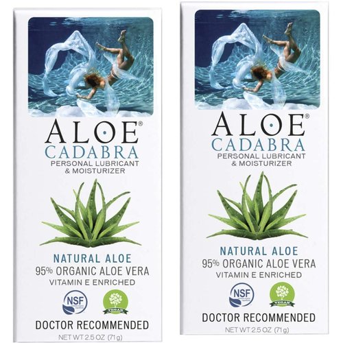 Aloe Cadabra Natural Water Based Personal Lube, Organic Lubricant for Her, Him & Couples, Unscented, 2.5 oz Organic Natural Aloe, 2.5 Ounce (Pack of 2)