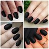 Lifextol 120pc Matte Black Almond Press on Nails Short Oval Fake Nails Press ons with Glue&Sticky Tab, 12 Sizes Acrylic Nails Press on Nails Almond Black Nails Glue on Nail Tips Artificial Fingernail