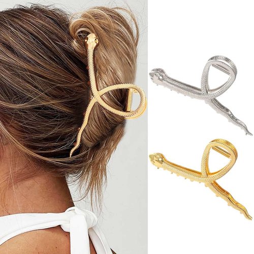 CAKURE Gold Snake Hair Clips Metal Hair Claw Clips Stylish Hair Claw Barrettes Hair Accessories for Women and Girls (Pack of 2)